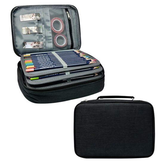 Wrapables; Wrapables Large Capacity 72 Slot Pencil Case for Colored Pencils, Stationery Pouch, Black; Category:Pencil & Marker Cases; Image:1